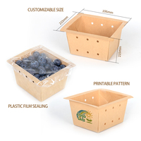 Boîte d'emballage durable et résistante pour aliments, jetable, de qualité alimentaire, pour les supermarchés, les producteurs, plateau en papier kraft pour produits frais avec couvercle