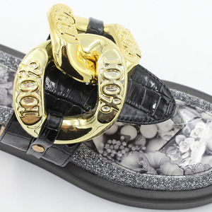 Nouvelles sandales compensées de haute qualité pour femmes, élégantes et tendance, de marques de créateurs célèbres, babouches en métal - Product Image 5