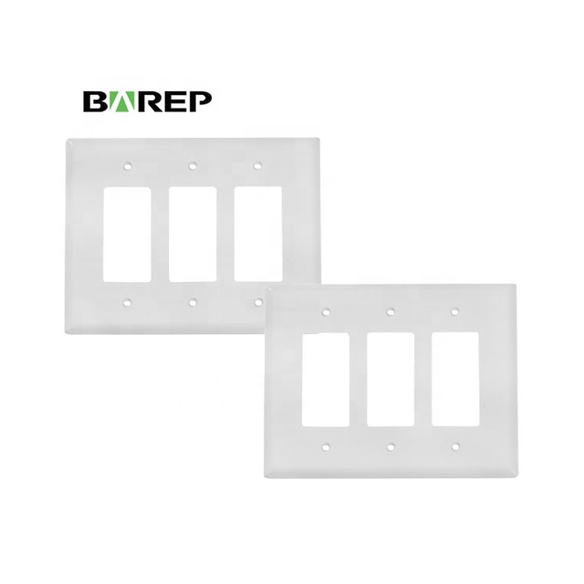 Barep UL Approved Durable American Standard 3 Gang Wall Panel Switch Plate Cover for Switch Socket With Screw