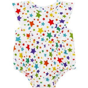 Combinaison sans manches pour bébé fille personnalisée, imprimé étoiles multicolores, coton, fibre de bambou, tenue d'été pour nourrisson et tout-petit - Product Image 1