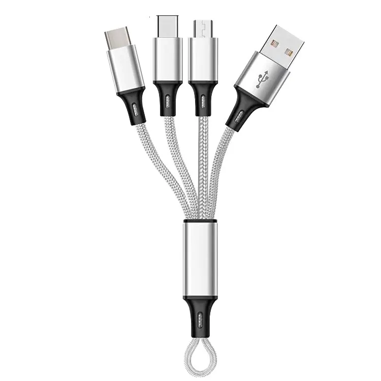 Best Seller Custom Logo Portable Multifunction Cable USB Charger Cable USB Micro Type C 3in1 OEM Packaging Customized Standard