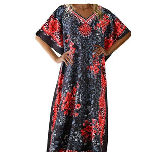 Robe caftan pour femmes Renxiang personnalisée, dessinée à la main, modeste, abaya perlée, polyester respirant, fabriqué en Chine, en stock, pour femmes musulmanes - Product Image 1