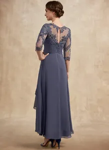 Vestido De Noche Elegante De Lujo Para Mujer, Novia O Madre Con Cuello Redondo Para Invitada De Boda, Chifón Formal Para Fiesta En La Playa O Baile De Graduación, Vestido De Noiva - Product Image 3