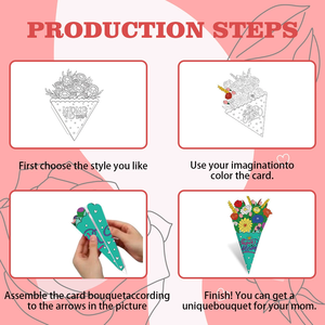 Kit de Bouquet en Papier DIY Fête des Mères – 6 Motifs, Bricolage <span class=keywords><strong>Coloriage</strong></span> Enfants, Cadeau Pliable 3D pour <span class=keywords><strong>Maman</strong></span> des Enfants - Product Image 3
