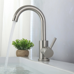 Robinet de lavabo Himans en acier inoxydable 304, monocommande, à poser sur le plan, style moderne, bec rotatif à trou unique pour lavabo - Product Image 1