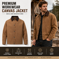 Veste de travail en toile pour homme, veste utilitaire décontractée, manteau de travail vintage, vêtement d'extérieur léger en coton, fabricant OEM ODM sur mesure