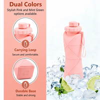 Bouteille d'eau pliable en silicone portable pour l'extérieur, logo personnalisé accepté, bouteille réutilisable et pliable pour les voyages, la salle de sport, le camping, la randonnée