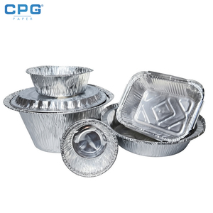 Barquette en aluminium recyclable, profonde, rectangulaire, à fond structuré, empilable, pour plats à emporter, conteneur en aluminium pour restaurant - Product Image 1