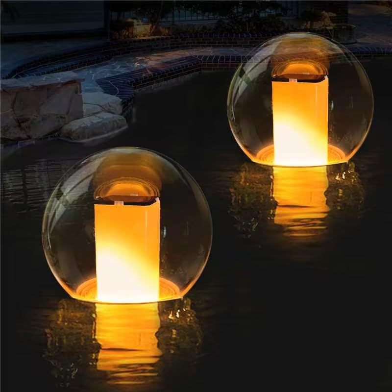 CE FCC RoHS Floating Pool Lights, Solar Powered Flame Pool Lights in Swimming Pool
