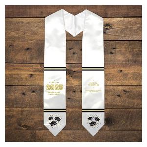 Birretes de Graduación Personalizados, Estola de Graduación Blanca, Banda de Graduación, Clase de 2025 - Product Image 1