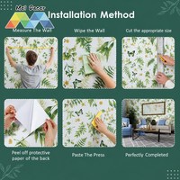 MOI Wallpaper Kupu-kupu Botani Putih Hijau Gulungan 45cm X 10m Dekorasi Permukaan Kabinet
