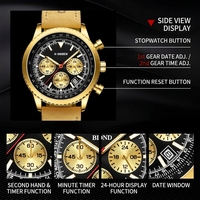 Montre chronographe à quartz pour homme, bracelet en cuir de luxe, étanche, calendrier, lumière nocturne, montre de sport pour homme