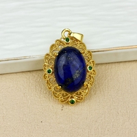Joyería de Moda, Colgante de Piedra Ovalada de Piedra Preciosa Natural, Chapado en Oro, Colgante de Cristal Vintage con Incrustaciones de Circonita, Regalo para Mujer