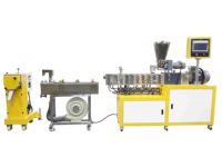 Ligne d'extrusion à double vis HOT Lab, refroidie par eau, pour la production de granulés de LDPE, LLDPE, PP, HDPE, avec contrôle PLC, moteur 380V 4kW XIHUA