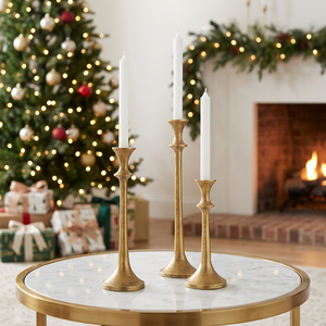 Juego de Candelabros Cónicos de Latón Antiguo de Lujo, Color Dorado, Tamaños Personalizados, Hechos a Mano, Multiusos - Product Image 3