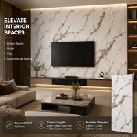 Panneau mural en PVC brillant MORLENX, imitation marbre blanc, gris et or, pour les murs de télévision des salons modernes