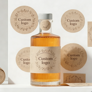 OEM 다이컷 자가 접착 크라프트 종이 스티커 맞춤형 크기 모양 <span class=keywords><strong>QR</strong></span> 코드 소스 병 뚜껑 밀봉 포장 라벨 - Product Image 6