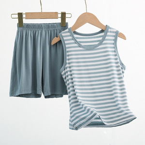 Ensemble gilet et short en modal doux et extensible pour enfants – <span class=keywords><strong>Pyjama</strong></span> et tenue de maison pour garçons - Product Image 4