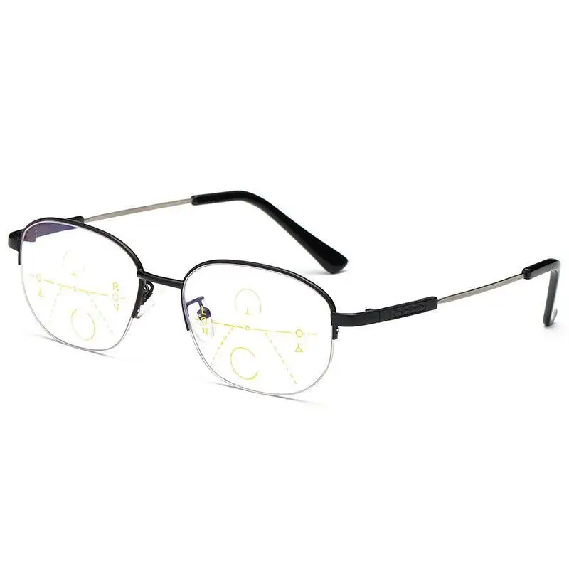 Vendita calda occhiali fotocromatici economici montatura in metallo da uomo progressivi multifocali occhiali da lettura lontani e vicini