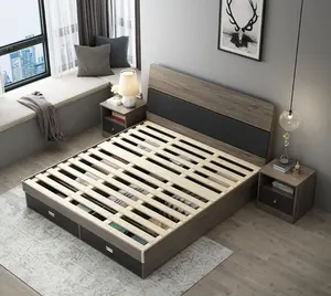 공장 직접 맞춤형 나무 홈 가구 침실 침대 저장 현대 디자인 침실 가구 세트