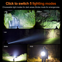 Lampes de poche télescopiques Helius 3000 lumens super lumineuses, lampe torche à zoom, alimentation mobile portable, lampe torche tactique LED longue portée
