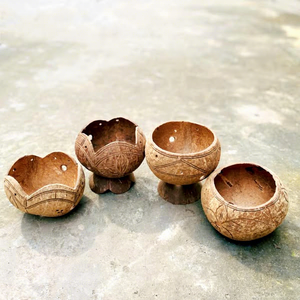 Pot de fleurs en coquille de noix de coco fait main, durable, écologique, biodégradable, design suspendu, revêtement époxy, style ferme classique - Product Image 1
