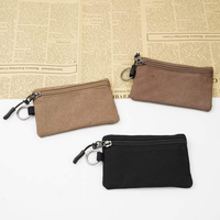 Dompet Kanvas Mini Grosir dengan Resleting, Tempat Kartu, Gantungan Kunci, Dompet Koin Portabel untuk Penggunaan Sehari-hari