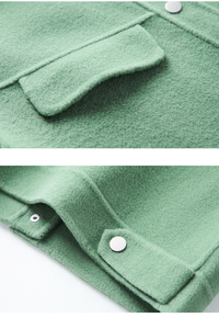 Mantel wol wanita, jaket domba poliester setelan bisbol kerah dapat disesuaikan/OEM, mantel wol asli pendek wanita - Product Image 4