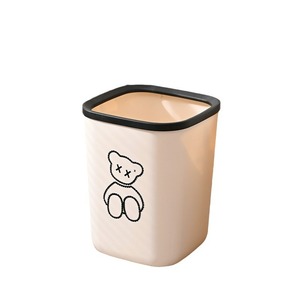 Cylindrical Trash Can With Paw Print Design Sturdy Indoor Waste <b>Bin</b> For Living Room Bathroom - Product Image 3
