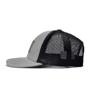 Venta al por mayor Oem al aire libre 2 tonos gris negro malla occidental poliéster clásico parche cuero etiqueta 6 paneles gorras de camionero - Product Image 4