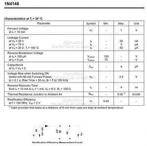 Mới Và Ban Đầu 100 Miếng 1n4148 Nhỏ Chuyển Đổi Tín Hiệu Diode Do-35 DO-204AH Diode Thành Phần Điện Tử - Product Image 5