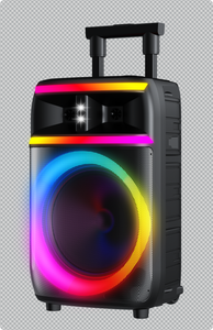 Haut-parleur trolley à double bande LED RGB et grand éclairage circulaire, enceinte DJ sans fil à basses profondes pour fêtes en extérieur - Product Image 2
