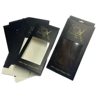Caja de Embalaje Colgante de Papel con Logotipo Personalizado y Colorido para Extensiones de Cabello, con Ventanas de PVC y Recubrimiento UV