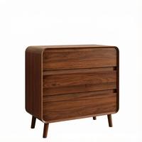 Table de chevet moderne en bois massif avec 3 tiroirs, style Mid-Century, finition bois massif, coins arrondis, pour chambre à coucher ou entrepôt
