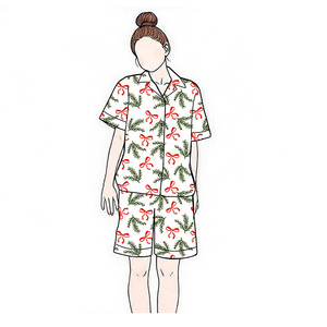 <strong>Unisex</strong> Luxury Breathable Cotton Summer Vacation <strong>Pajamas</strong> Short Sleeve Sleepwear Elastic Waist Personalized <strong>Christmas</strong> Themed - Product Image 6