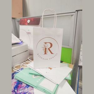 Bolsas de Papel Kraft de Lujo con Logotipo Personalizado, Bolsas de Compras Blancas y Marrones de Grado Alimenticio para Fiestas de Cumpleaños Infantiles, Regalos de Boda para Velas - Product Image 4