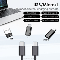 Kit kabel Data multifungsi, Kit kabel Data USB mikro tipe-c Adapter kotak portabel dengan pemegang ponsel