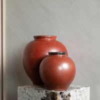 Ensemble de vases en céramique faits à la main Wabi Sabi Rouge Rouille, Poterie émaillée mouchetée pour la décoration de table de salon et de la maison
