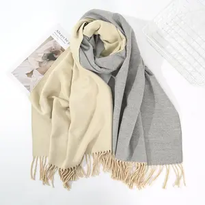 Fashion Lamb Wool Ladies Double-face Shawl Wool Two-color Scarf Cold Weather Neck Warmer Scarf