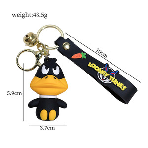 Dễ thương phim hoạt hình thỏ Keychain Mặt dây chuyền hợp thời trang thép không gỉ Mới thỏ túi cao su nhỏ túi treo trang trí bán buôn nhỏ - Product Image 4