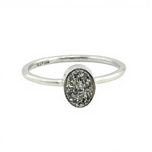 Anillo Minimalista de Plata de Ley 925 con Piedra de Pirita Natural en Engaste de Bisel, Anillo Unisex para Uso Diario con Piedra Preciosa - Product Image 1