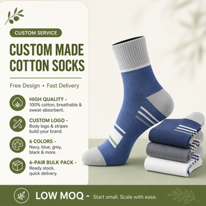 Vente en gros de chaussettes <span class=keywords><strong>pour</strong></span> hommes en <span class=keywords><strong>coton</strong></span> <span class=keywords><strong>100</strong></span>% avec logo personnalisé, anti-odeur, respirantes, sport, décontractées, lot de 6, OEM - Product Image 1