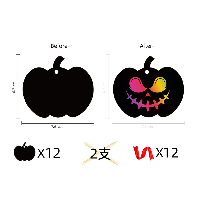 24 Pcs Halloween Scratch Art Paper - Rainbow Magic DIY Crafts With Ghost Pumpkin Witch Designs