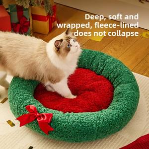 Chaussettes de Noël de style dessin animé de haute qualité chat sommeil maison et arbre de Noël Triangle nid pour animaux de compagnie pour chats et chiens - Product Image 2