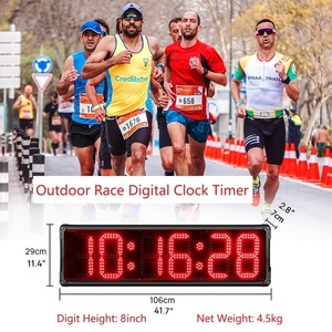 GANXIN Couleur rouge Horloge de course à LED à 6 chiffres <span class=keywords><strong>Chronomètre</strong></span> de 8 pouces à caractère élevé Sports de plein air pour la course à pied Marathon - Product Image 2