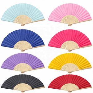 Custom Logo Portable Paper Folding Hand Fan Natural Wooden Handle Spanish Style for <b>Summer</b> Events - Product Image 2