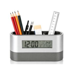 Creative Multifunctional Office Pen Holder <b>Digital</b> Display Electronic <b>Clock</b> with Temperature and Humidity for Living Room Use - Product Image 1