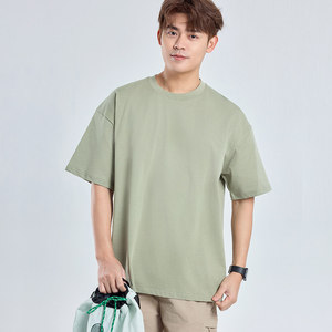 T-shirt en coton uni 280g, épais, pour le loisir, manches courtes, vêtements pour hommes - Product Image 3