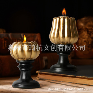 <b>Candlestick</b> Holder Resin Pumpkin Shape <b>Black</b> Base Home Decoration Durable - Product Image 1