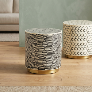 Bone Inlay Japanese Modern Design Leather Upholstery Ottoman <b>Stool</b> Removable Cover Easy Portable Apartment School Bedroom Entry - Product Image 1